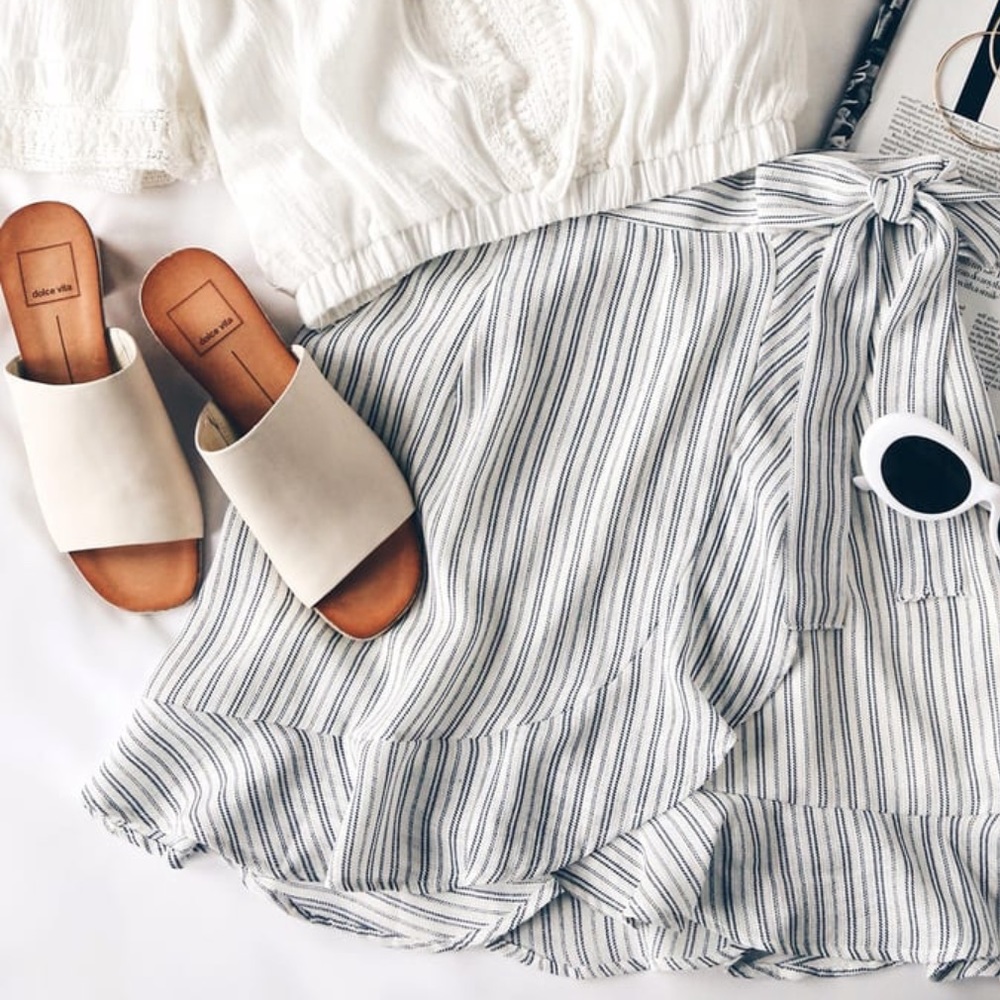 Lulus Walk on Air Striped Wrap Mini Skirt